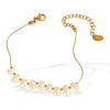 Wholesale Jewelry Fashion Geometric Natural Freshwater Pearl 316L Stainless Steel 18K Gold Plated Necklace And Bracelet For Women