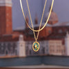 Wholesale Jewelry Fashion Geometric Oval Real Shell Pendant Titanium Steel Goldplated Necklace For Women
