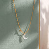 Wholesale Jewelry Fashion Geometric Stainless Steel Asymmetrical Rice Beads Shell Crescent Necklace With Electroplating Treatment For Women