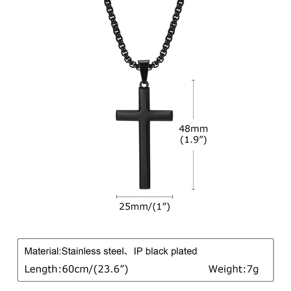 Wholesale Jewelry Fashion Geometric Stainless Steel Cross Pendant Necklace For Men With Electroplating