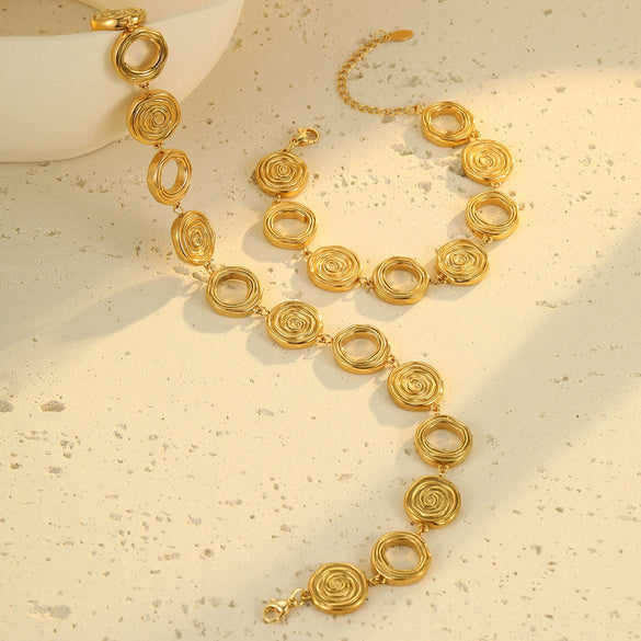Wholesale Jewelry Fashion Geometric Stainless Steel Electroplated Necklace Bracelet For Women