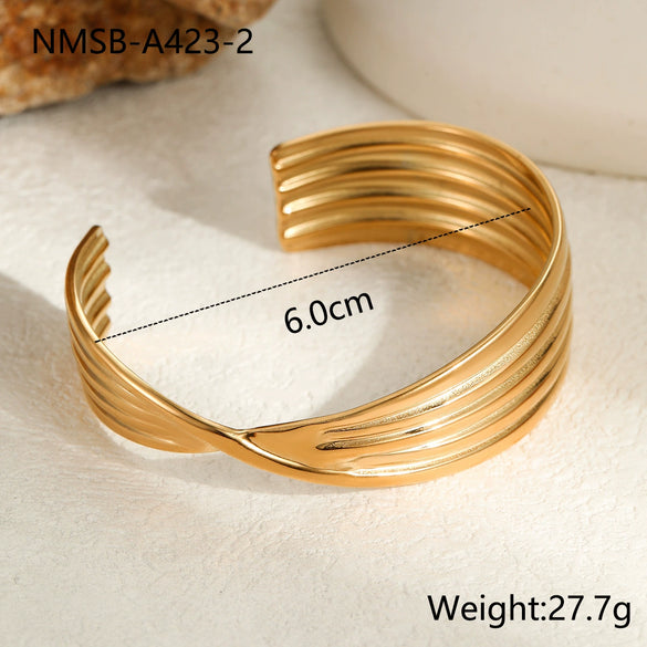 Wholesale Jewelry Fashion Geometric Stainless Steel 18K Gold Plated Bracelet