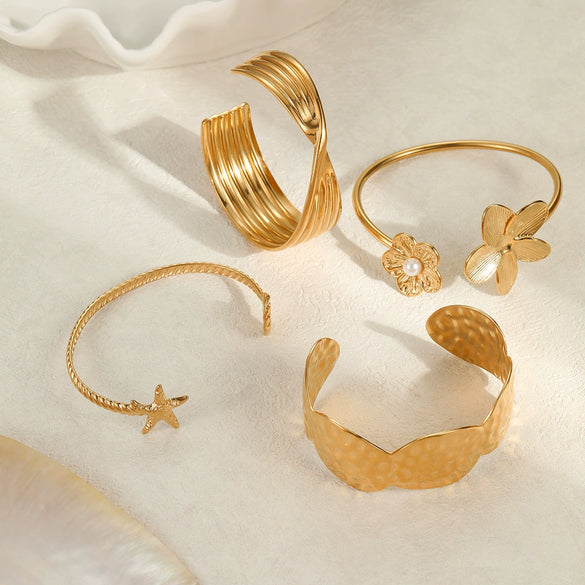 Wholesale Jewelry Fashion Geometric Stainless Steel 18K Gold Plated Bracelet