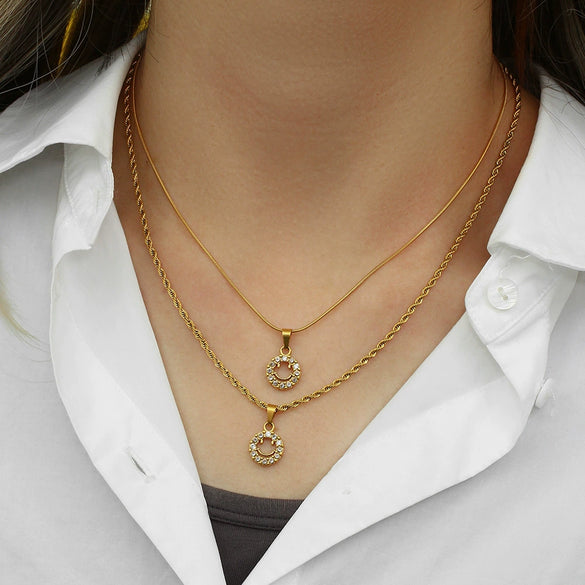 Wholesale Jewelry Fashion Geometric Stainless Steel 18K Gold Plated Smiley Face Pendant Twist Chain Necklace For Women