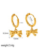 Wholesale Jewelry Fashion Geometric Stainless Steel 18K Goldplated Pearl Necklace And Bow Stud Earrings For Women
