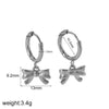 Wholesale Jewelry Fashion Geometric Stainless Steel 18K Goldplated Pearl Necklace And Bow Stud Earrings For Women