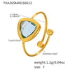 Wholesale Jewelry Fashion Geometric 316L Stainless Steel Open Ring With Czech Glass Bead Electroplated