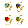 Wholesale Jewelry Fashion Geometric 316L Stainless Steel Open Ring With Czech Glass Bead Electroplated