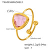 Wholesale Jewelry Fashion Geometric 316L Stainless Steel Open Ring With Czech Glass Bead Electroplated