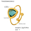 Wholesale Jewelry Fashion Geometric 316L Stainless Steel Open Ring With Czech Glass Bead Electroplated