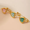 Wholesale Jewelry Fashion Geometric 316L Stainless Steel Open Ring With Czech Glass Bead Electroplated