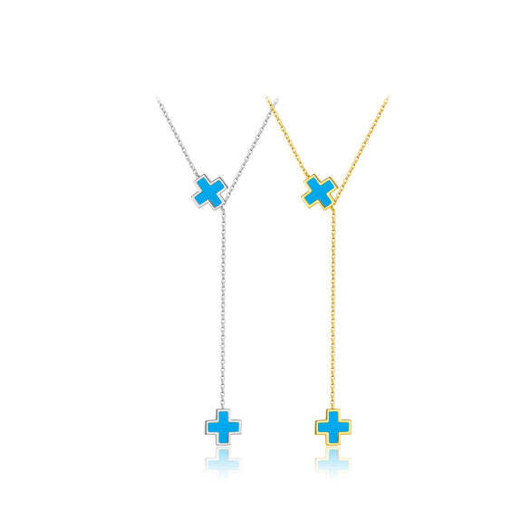 Wholesale Jewelry Fashion Geometric 925 Sterling Silver Cross Pendant Necklace For Women With Platinum And 18K Gold Electroplating