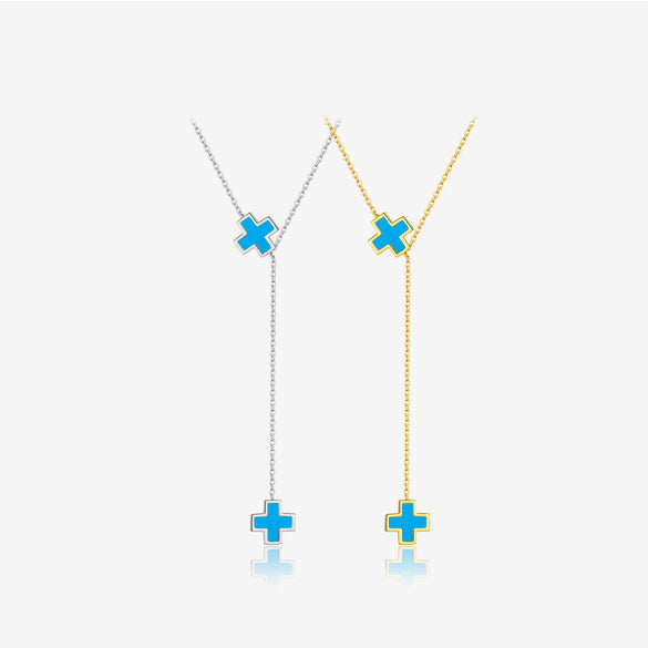 Wholesale Jewelry Fashion Geometric 925 Sterling Silver Cross Pendant Necklace For Women With Platinum And 18K Gold Electroplating
