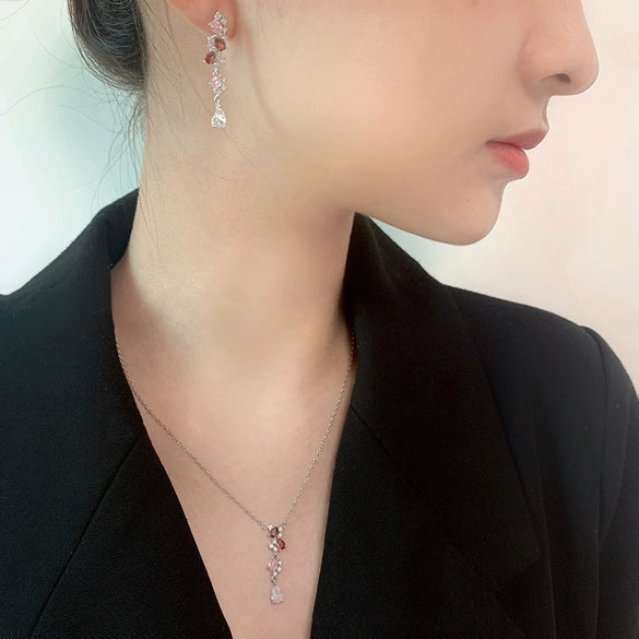 Wholesale Jewelry Fashion Geometric Style S925 Sterling Silver Necklace Pendant Earring Set For Women