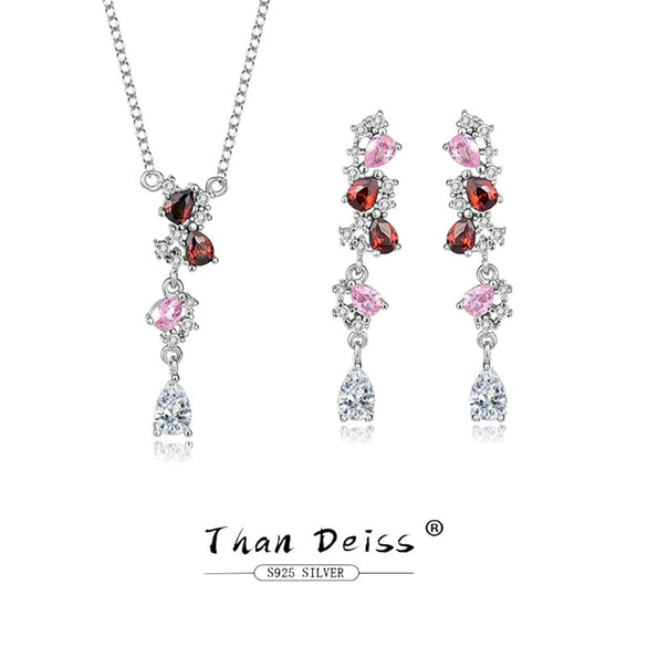 Wholesale Jewelry Fashion Geometric Style S925 Sterling Silver Necklace Pendant Earring Set For Women