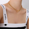 Wholesale Jewelry Fashion Geometric 316L Stainless Steel Electroplated Ot Buckle Switch Design Clavicle Chain Necklace For Women