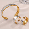 Wholesale Jewelry Fashion Geometric 316L Stainless Steel Plated Bracelet And Earrings Set For Women