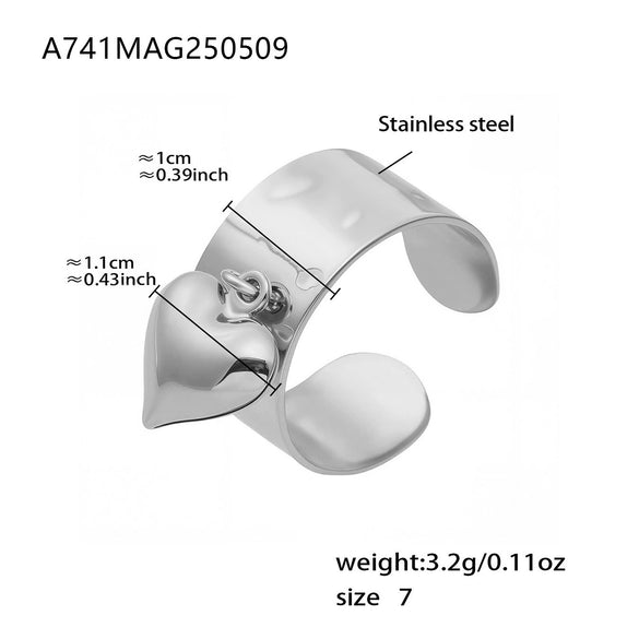 Wholesale Jewelry Fashion Heart Open Ring 316L Stainless Steel Electroplated For Women