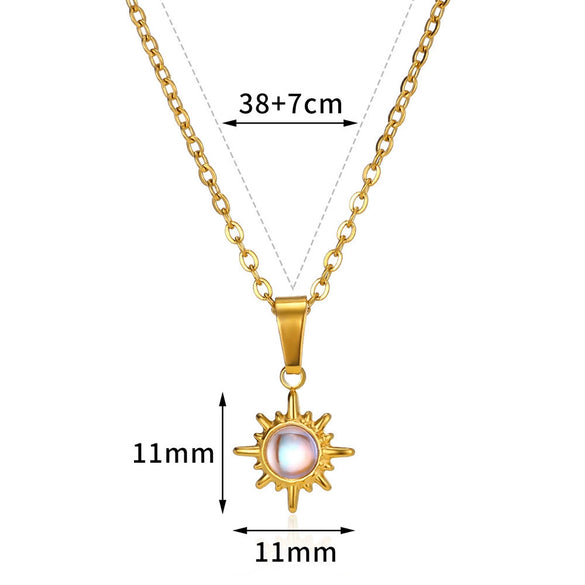 Wholesale Jewelry Fashion Natural Style Starry Sky Sun Moon Pendant Necklace Stainless Steel Copper Plated Electroplating For Women