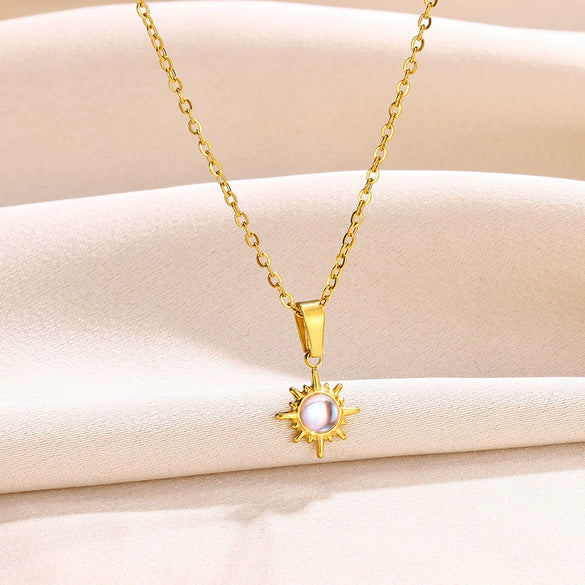 Wholesale Jewelry Fashion Natural Style Starry Sky Sun Moon Pendant Necklace Stainless Steel Copper Plated Electroplating For Women