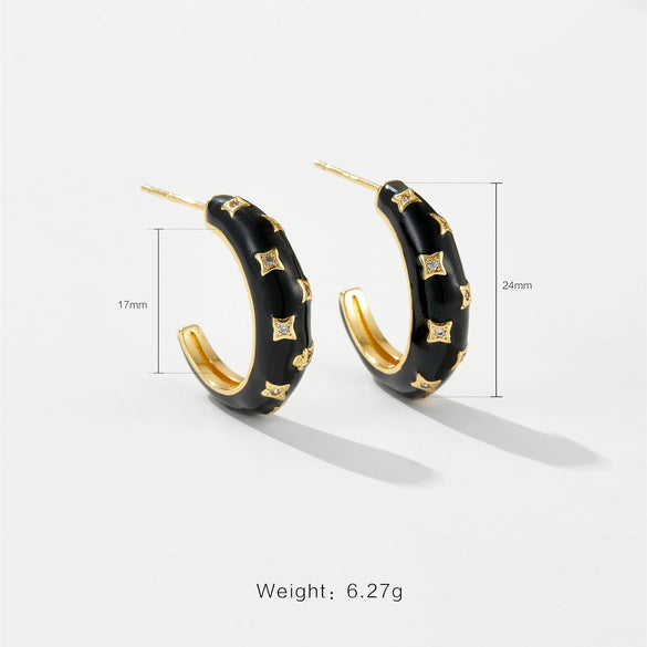 Wholesale Jewelry Fashion Ol Geometric Cshaped Copper Electroplated Earrings
