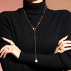 Wholesale Jewelry Fashion Ol Style Geometric 316L Stainless Steel And Alloy Inlaid Gemstones Box Chain Imitation Pearl Tassel Necklace For Unisex