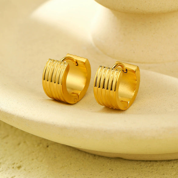 Wholesale Jewelry Fashion Personality Titanium Steel And 18K Gold U Shape Electroplated Earrings For Women