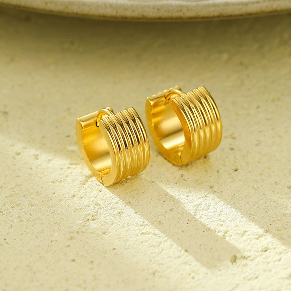 Wholesale Jewelry Fashion Personality Titanium Steel And 18K Gold U Shape Electroplated Earrings For Women