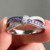 Wholesale Jewelry Fashion Purple Cross Bow Ring Copper With Zirconia For Women