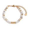 Wholesale Jewelry Fashion Retro Geometric Stainless Steel And Titanium Steel 18K Gold Plated Frisbee Natural Stone Beads Necklace And Bracelet For Women
