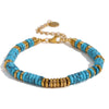 Wholesale Jewelry Fashion Retro Geometric Stainless Steel And Titanium Steel 18K Gold Plated Frisbee Natural Stone Beads Necklace And Bracelet For Women