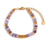 Wholesale Jewelry Fashion Retro Geometric Stainless Steel And Titanium Steel 18K Gold Plated Frisbee Natural Stone Beads Necklace And Bracelet For Women