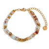 Wholesale Jewelry Fashion Retro Geometric Stainless Steel And Titanium Steel 18K Gold Plated Frisbee Natural Stone Beads Necklace And Bracelet For Women