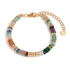 Wholesale Jewelry Fashion Retro Geometric Stainless Steel And Titanium Steel 18K Gold Plated Frisbee Natural Stone Beads Necklace And Bracelet For Women