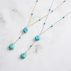Wholesale Jewelry Fashion Retro Style Turquoise Dropshaped Geometric Pendant Yshaped Necklace With Silver Chain And Electroplating Process For Women