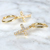 Wholesale Jewelry Fashion Simple Cross Zircon Earring S925 Silver Needle Copper Geometric Light Luxury Electroplated