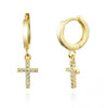 Wholesale Jewelry Fashion Simple Cross Zircon Earring S925 Silver Needle Copper Geometric Light Luxury Electroplated