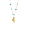 Wholesale Jewelry Fashion Simple Elegant Stainless Steel Colorful Beads Tulip Pendant Necklace With Geometric Pattern And Electroplating Treatment