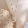 Wholesale Jewelry Fashion Simple Elegant Stainless Steel Geometric Avocado Shell Pendant Necklace