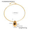 Wholesale Jewelry Fashion Simple Leather Rope 316L Stainless Steel Necklace With Water Drop Pendant Inlaid Agate And Geometric Design Electroplated
