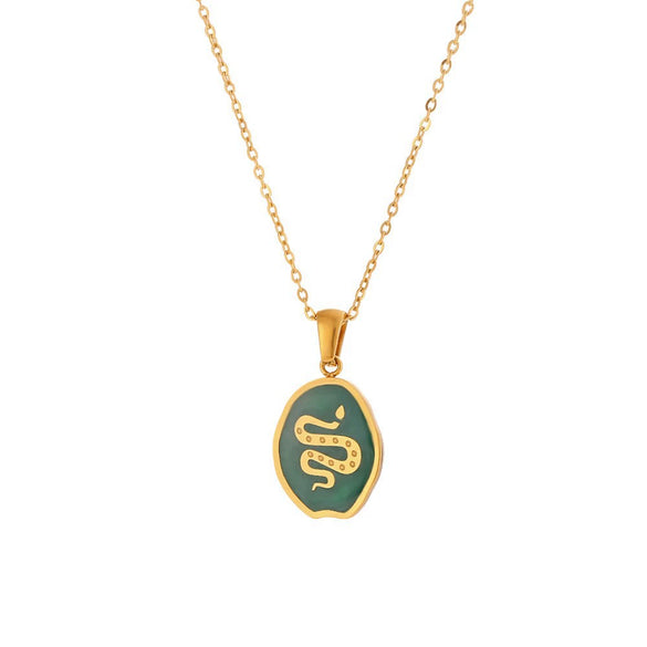 Wholesale Jewelry Fashion Simple Stainless Steel And Titanium Steel 18K Gold Plated Microinlaid Geometric Vintage Necklace For Women
