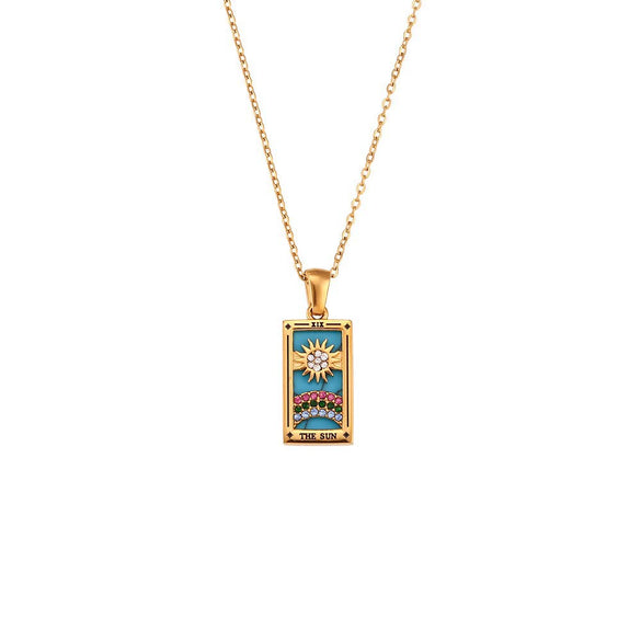 Wholesale Jewelry Fashion Simple Stainless Steel And Titanium Steel 18K Gold Plated Microinlaid Geometric Vintage Necklace For Women