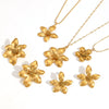 Wholesale Jewelry Fashion Stainless Steel And Titanium Steel Plants Flowers Electroplating Pendant Necklace And Earrings Set For Women