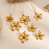 Wholesale Jewelry Fashion Stainless Steel And Titanium Steel Plants Flowers Electroplating Pendant Necklace And Earrings Set For Women