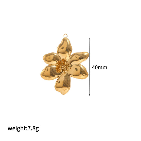 Wholesale Jewelry Fashion Stainless Steel And Titanium Steel Plants Flowers Electroplating Pendant Necklace And Earrings Set For Women