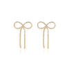 Wholesale Jewelry Fashion Stainless Steel Bow Tassel Zircon Earrings With Electroplating