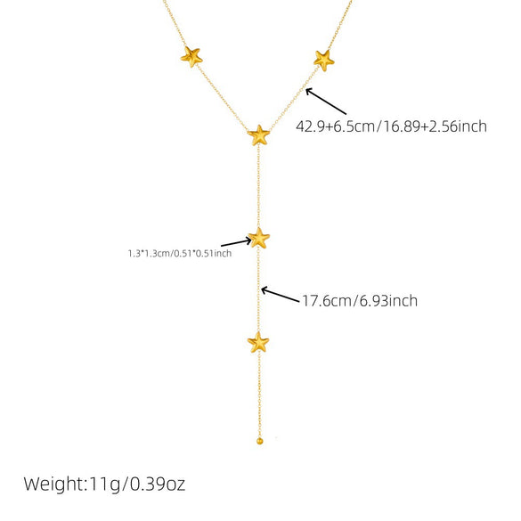 Wholesale Jewelry Fashion Star Tassel Stainless Steel O Word Chain Yshaped Necklace With Electroplating