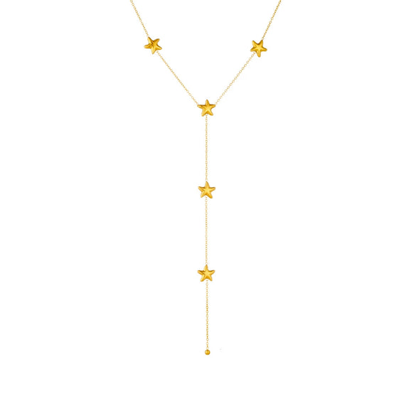 Wholesale Jewelry Fashion Star Tassel Stainless Steel O Word Chain Yshaped Necklace With Electroplating