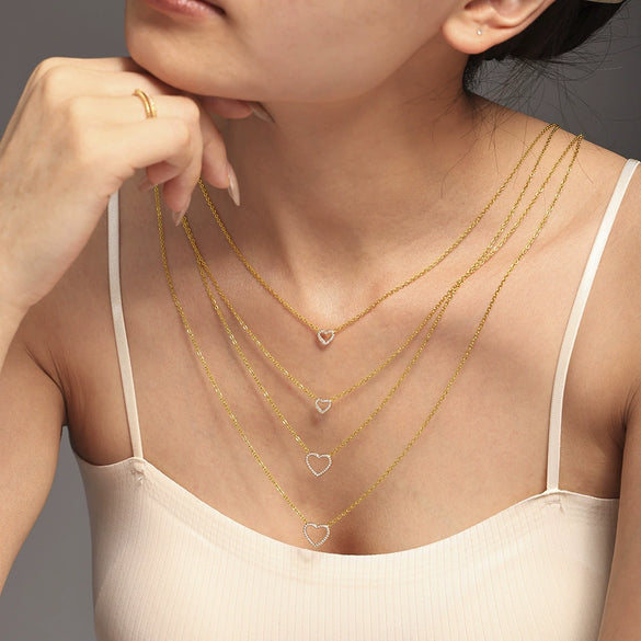 Wholesale Jewelry Fashion Style Double Layer 316L Stainless Steel Necklace With Geometric Pattern And Cnc Inlaid Zircon And Electroplating Treatment