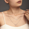 Wholesale Jewelry Fashion Style Double Layer 316L Stainless Steel Necklace With Geometric Pattern And Cnc Inlaid Zircon And Electroplating Treatment